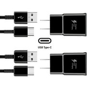 Wall Charger Adaptive Fast Charger Kit,Travel Charging Adapter+Type-C USB Cables for Samsung Galaxy A8 Star (A9 Star) (2 Pack) - Black (US Version with Warranty)