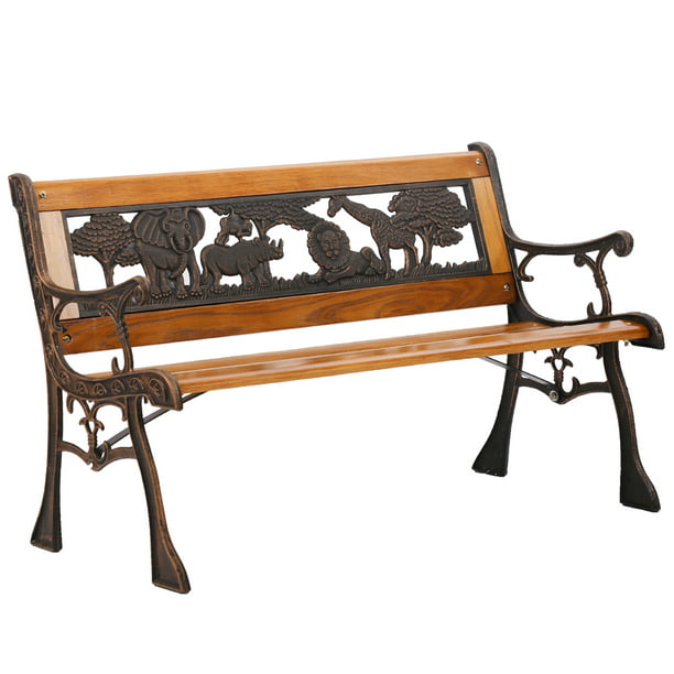 Fdw Outdoor Durable Cast Iron Bench, Cast Metal Garden Bench