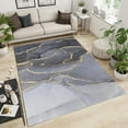 thumbnail image 3 of Luxury Nordic Black And Gray Gilt Marble Washable Rug, Modern Abstract Ripple Area Rug, Absorbent Non-Slip Thin Foldable Mat For Living Room Bedroom Kitchen Dorm Entryway Hallway 3x5ft, 3 of 6