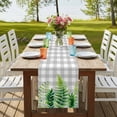 thumbnail image 4 of Table Runners 120 Inches Long Dress Scarves, Spring Leaves Farmhouse Coffee/Dining/Kitchen Table Runner for Living Room, Pastoral Garden Botanical Gray Plaid 13x120 Inch, 4 of 9