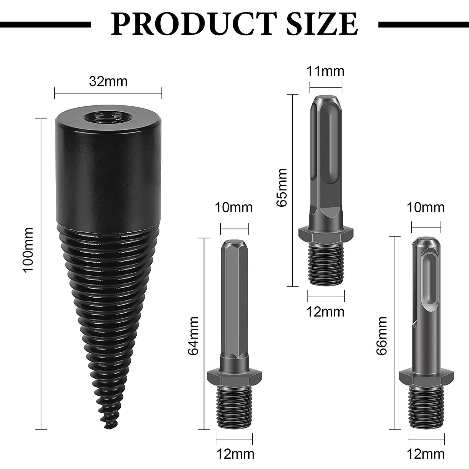4PCS Wood Log Splitter Firewood Drill Bit,Kindling Splitter Splitting