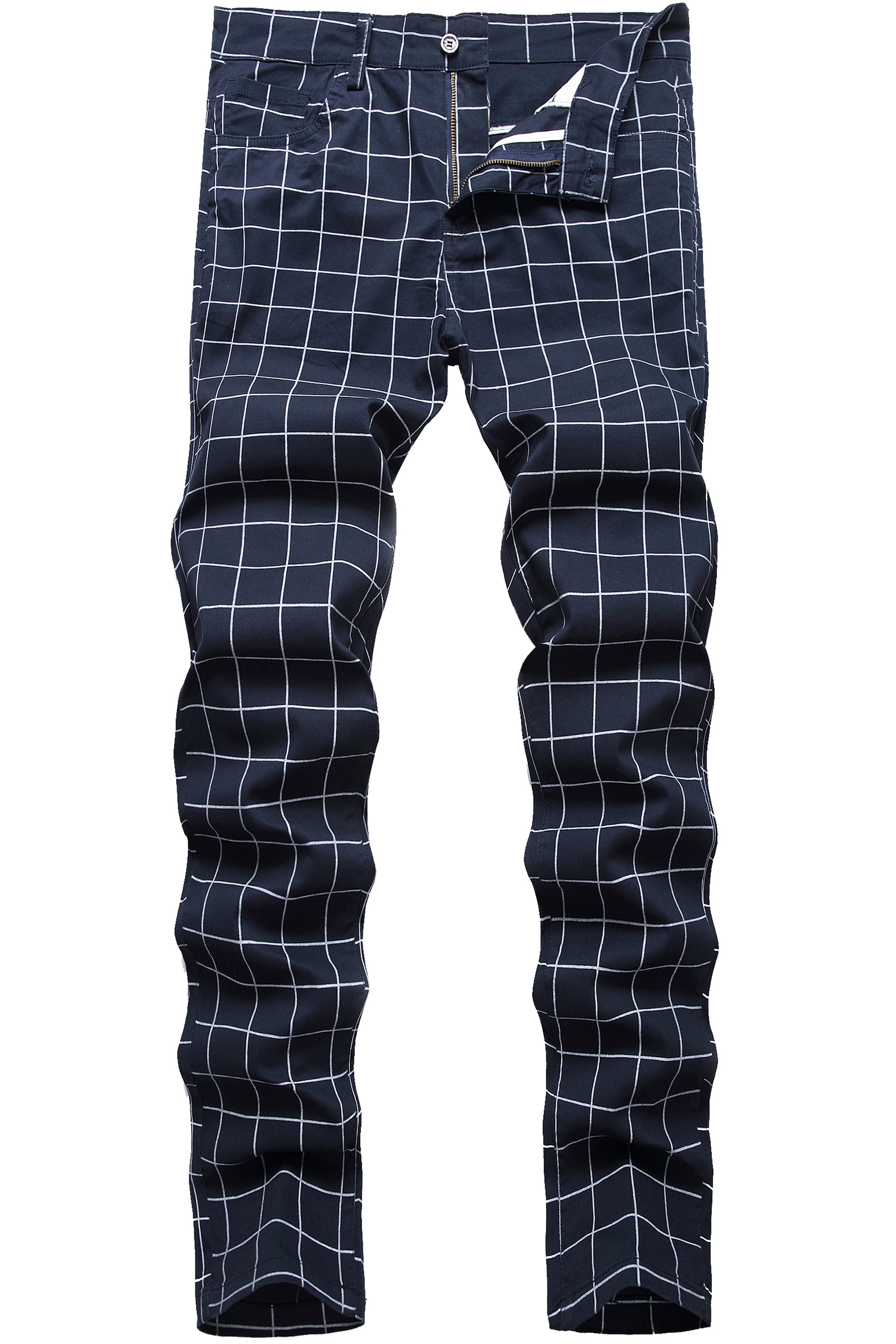 LZLER Men's Plaid Dress Pants Casual Stretch Chino Pant for Men