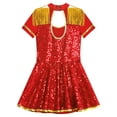 thumbnail image 6 of Yruioon Girls Honor Guard Circus Ringmaster Costumes Sequin Tassel Leotard Dress Halloween Cosplay Red 8, 6 of 7