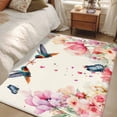 thumbnail image 4 of Pink Flower Area Rugs 2.7'x5', Small Throw Rugs for Kitchen Bedroom, Spring Floral Butterflies Birds Elegant Farmhouse Indoor Outdoor Rug Non-Slip Low Pile Carpet Runner Reversible Floor Mats, 4 of 8