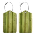 thumbnail image 3 of Naloa Green Bamboo Fence Luggage Tag for Suitcase Leather Baggage Tag with Stainless Steel Loop Privacy Cover for Women Men Girls-1, 3 of 5