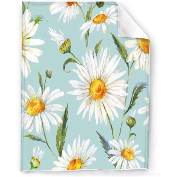 Couverture en Polaire Daisy, Couverture en Flanelle Pelucheuse Super Douce à Motifs Floraux, Couverture Légère en Microfibre Chaude et Confortable, pour Canapé Sofa Ou Lit Toutes Saisons 60 Pouces x 80 Pouces