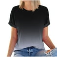 thumbnail image 5 of yievot Summer Casual Basic T-Shirt for Women Gradient Print Round Neck Short Sleeve Tees Tops, 5 of 5