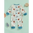 thumbnail image 4 of aturustex Infant Baby Boy Girl Football Romper 0-18M Newborn Full Length Zipper Jumpsuit Long Sleeve Bodysuits Cute Printed Round Neck Rompers Toddlers Loose Casual Daily Spring Fall Clothes, 4 of 8