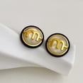 thumbnail image 2 of Pendientes con letras geométricas de aguja de plata 925, pendientes de ópalo con temperamento, adorno para la oreja de diseño simple con personalidad, 2 of 5