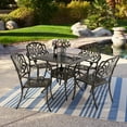 thumbnail image 4 of VIVIJASON 5-Piece Outdoor Cast Aluminum Patio Dining Set, All-Weather Conversation Furniture Set, Include 4 Chairs and a 35.2 inch Square Table w/Umbrella Hole for Balcony, Lawn, Garden, Backyard, 4 of 7