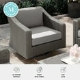 thumbnail image 5 of Martha Stewart Set of 2 Indoor-Outdoor Patio Chairs in Gray Rattan Wicker with 360° Swivel and Gray All-Weather Cushions, 5 of 12
