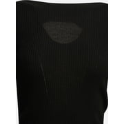 Rick Owens Fitted Black Long-Sleeved Top With Sheer Panel Detail (Women's)