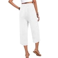 thumbnail image 4 of VV AVEORS Cropped Linen Pants Women Baggy Drawstring High Waisted Below Knee Length Capri Pants Summer Casual Y2K Boho Beach Capris White 2XL, 4 of 6