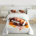 thumbnail image 3 of Manfei American Rugby Games Sports Queen Comforter Set,Rugby Ball Game Bedding Sets,Brown White Bedding Comforter Set For Boys Teens,Ultra Soft Home Decor Reversible,3-Piece, 3 of 9