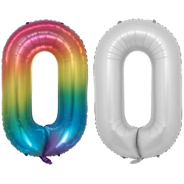 Ballon helium géant chiffre arc en ciel - Deco anniversaire