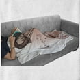 thumbnail image 5 of Beauty Soft Flannel Fleece Throw Blanket, Pencil Drawn Dreamy Girl with Long Hair, Cozy Plush for Indoor and Outdoor Use, 70" x 90", Redwood Blush White, by Ambesonne, 5 of 5