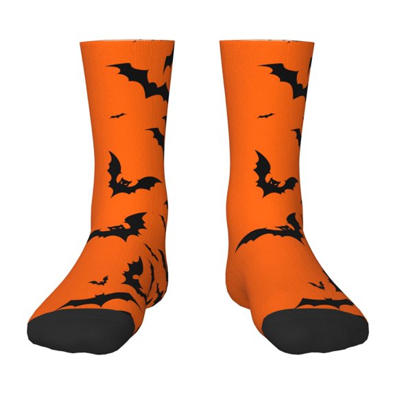 Honeii Halloween Bats Print Children's Colorful Socks,Unisex Kids and Toddlers' Cushioned Sock,Kids Athletic Crew Socks,for Everyday Wear and Sports