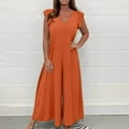 thumbnail image 2 of Maean Wide Leg Dress Jumpsuit for Women Causal Trendy Ruffled Sleeve V Neck Loose Rompers Plus Size Long Pants, 2 of 6