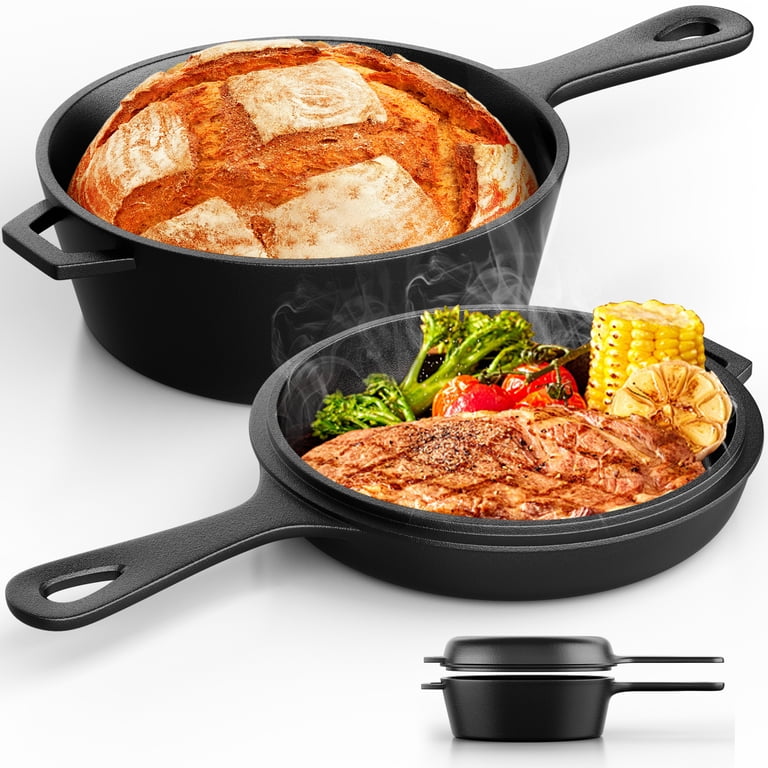 TLGREEN 2-in-1 Cast Iron Dutch Oven & Skillet Combo photo 4