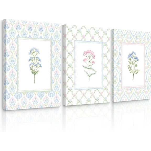 FCCUYE Wildflower Nursery Wall Art Pink Watercolor Floral Painting Baby Girl Nursery Canvas Wall Decor Vintage Botanical Flower Picture Boho Wildflower Prints for Bedroom 12x16x3 Inch Unframed