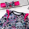 thumbnail image 5 of XIYON Baby Girls Halloween Skeleton Printed Long Sleeve Bodysuit With Headband Fly Sleeve Romper Outfit For Toddler Daily Wear Party Lovely, 5 of 9