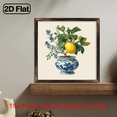 thumbnail image 2 of 2D Flat, 1pc, Classic Lemon Branch in Blue and White Porcelain Vase Watercolor Print FrameWooden Sign Wall Art, Wall Decoration, Vintage Style Wall Decor for Kitchen, Dining Room, Living Room, Bed, 2 of 9