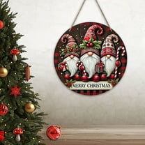 hiryomu Christmas Hanging Sign Decoration Gnome Front Door Wreath Farmhouse Wooden Welcome Sign for Wall Porch Decor