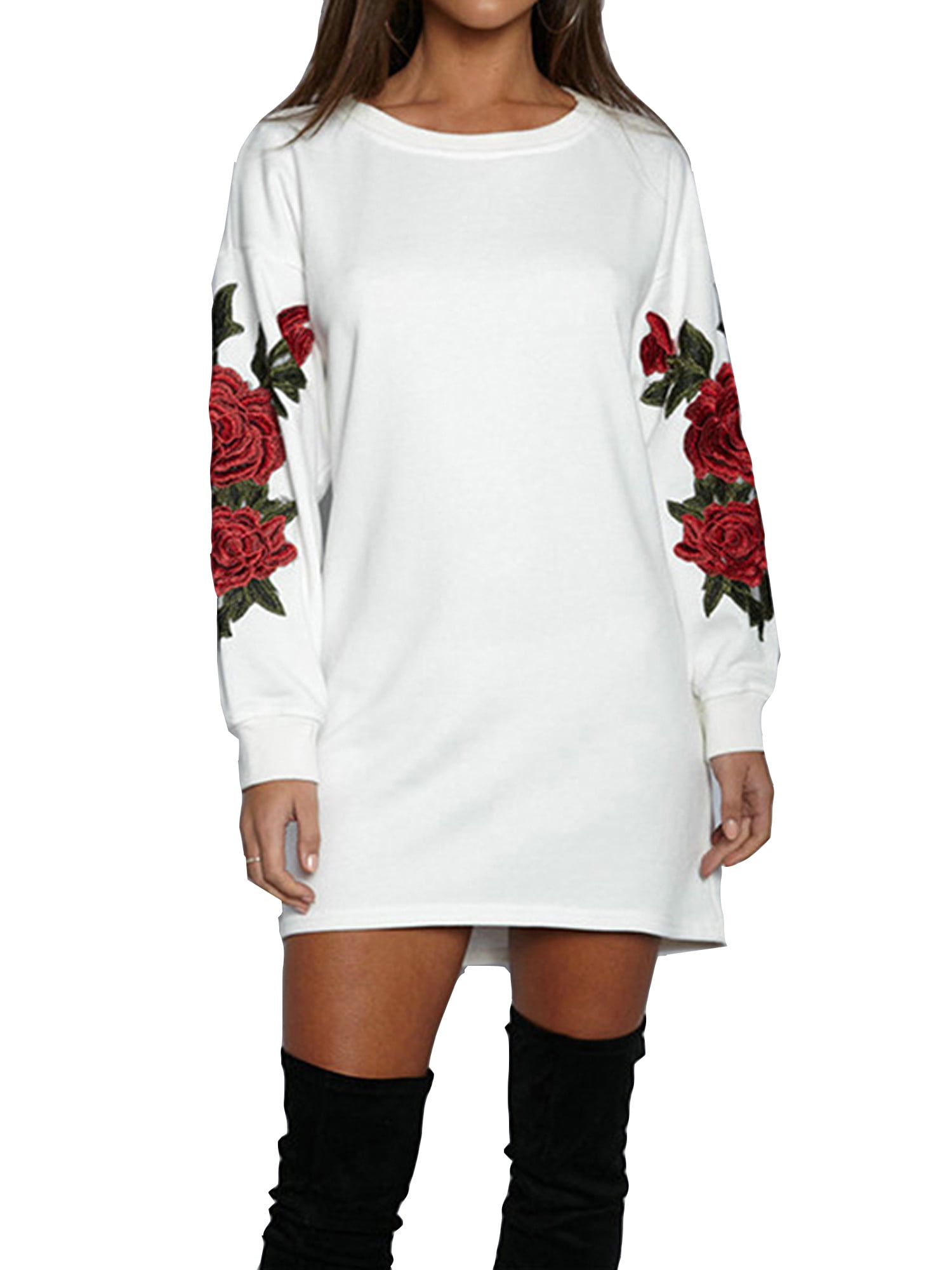 FP Women's New Spring Autumn Floral Embroidery long Sweatshirts Pullover Fashion