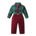 thumbnail image 5 of Glisme Chritsmas Clothes For Boys Long Sleeve O Neck Cartoon Prints Tops Suspender Pants Cute Toddler Outfits Red, 5 of 8