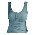 thumbnail image 5 of WTXUE Camisole Tops for Women Button Women Sleeveless Top Casual Round Knit Shirt Vest Neck Solid Splice Women's Tanks &, Gray Medium, 5 of 6
