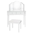 thumbnail image 3 of Inspired Home Alexandria 3-Piece Mirrored Vanity Set with Trifold Mirror, White, 3 of 8