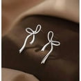 thumbnail image 4 of Solid 925 Sterling Silver Bow Stud Earrings Ribbon for Women Teens Bowknot Stud Earrings Drops, 4 of 6