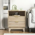 thumbnail image 4 of Eumyviv Wood Nightstand, Modern End Table with 2 Drawer and One Open Shelf Side Table for Living Room Bedroom, Oak H0159, 4 of 8