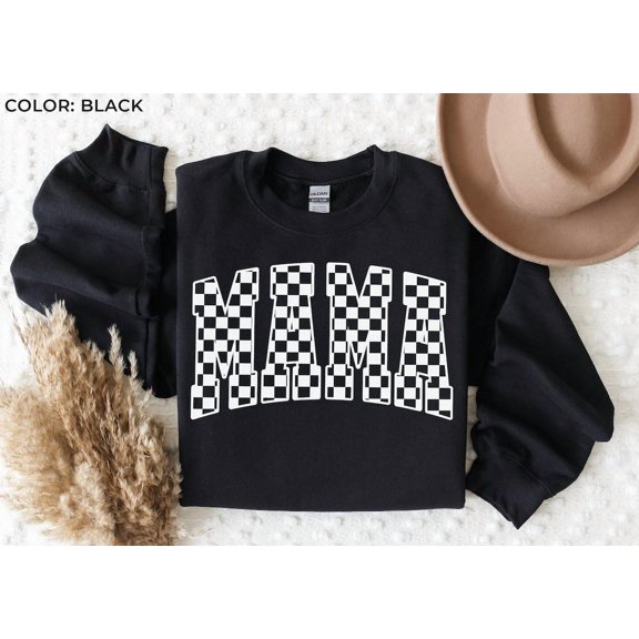 Mama Sweatshirt, Retro Mama Shirt, Checkered Mama Shirt, Checkered Mother Shirt, Mother’s Day Shirt, Mama to be Shirt, Mama Sweatshirt F18, F2053 Tshirt All Size S-5XL