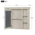 thumbnail image 3 of 35'' x 28'' Wall Mounted Bathroom Cabinet, Modern Wall Cabinet with Mirror Door and 6 Open Shelves, Beige+Cream, 3 of 6