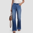 thumbnail image 2 of LIIPEE Women Pants Casual Straight Wide Leg Ankle Solid Color Length Denim Pants With Pockets Ladies Fashion Loose Fit Jeans Comfortable Breathable Soft Daily Trousers,Blue,L, 2 of 9