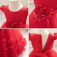 thumbnail image 5 of CPNG Toddler Baby Girls Birthday Party Dress Cap Sleeve Flower Girl Wedding Shiny Butterfly Pageant Formal Ball Dress(Red,4-5 Years), 5 of 7