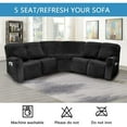 thumbnail image 2 of SHANNA 5 Seater Recliner Cover, 7 Piece Velvet Recliner Corner Sofa Cover, Stretch L Shape Reclining Sectional Couch Covers for 5 Cushion Sofa Slipcovers,Black, 2 of 11