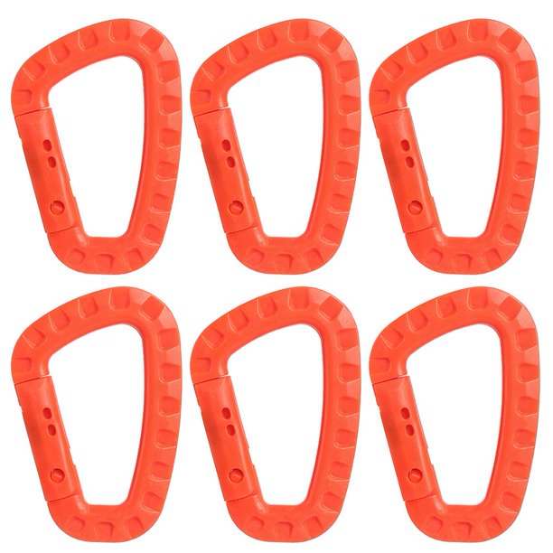 5Uds. Paquete De 6 Anillos En D De Gancho De Plástico Para Acampar, Pescar, Recreación Al Aire Libre, Color Naranja