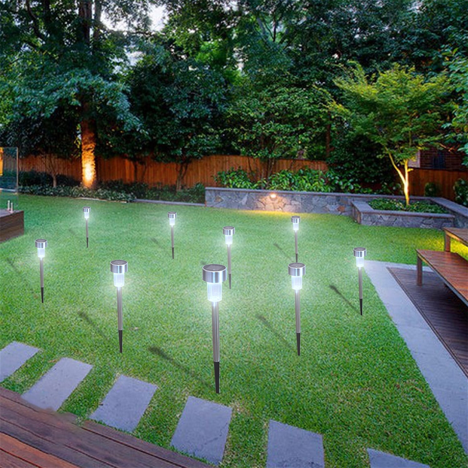 10Pcs LED Lawn Lamps, Outdoor Garden Lights Waterproof Solar Landscape Lights