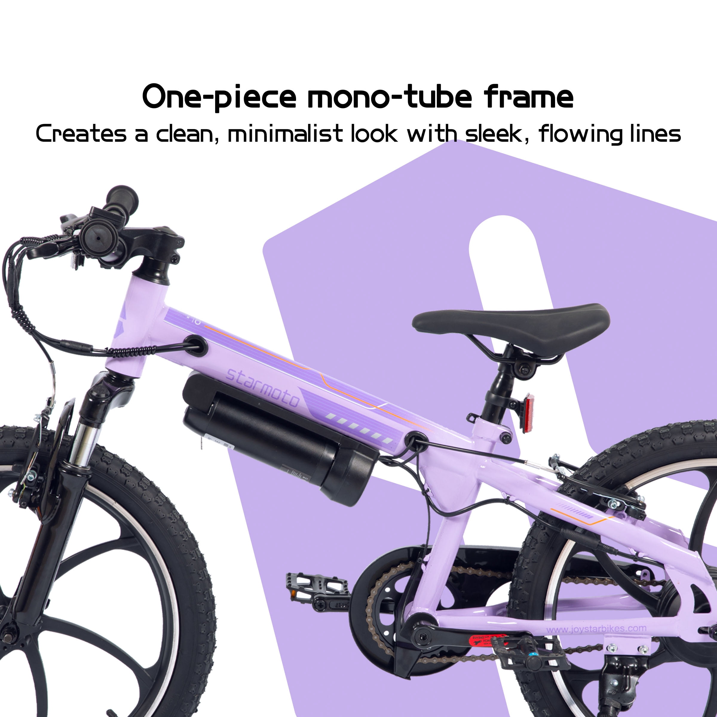 JOYSTAR Radspur Electric Bike 20" with 250W Brushless Motor, 15 Miles 15MPH Electric Mountain Bicycle with Removable Battery, Purple
