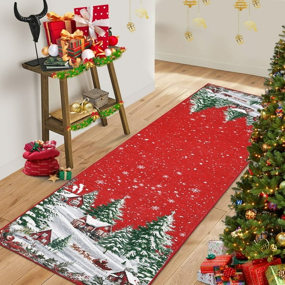 Christmas Area Rug, Stain Resistant Rugs Washable Throw Runner Rugs Carpet Living Room, Entrance Door, Bedroom, LaundryRoom, Dormitory, Holiday Decoration