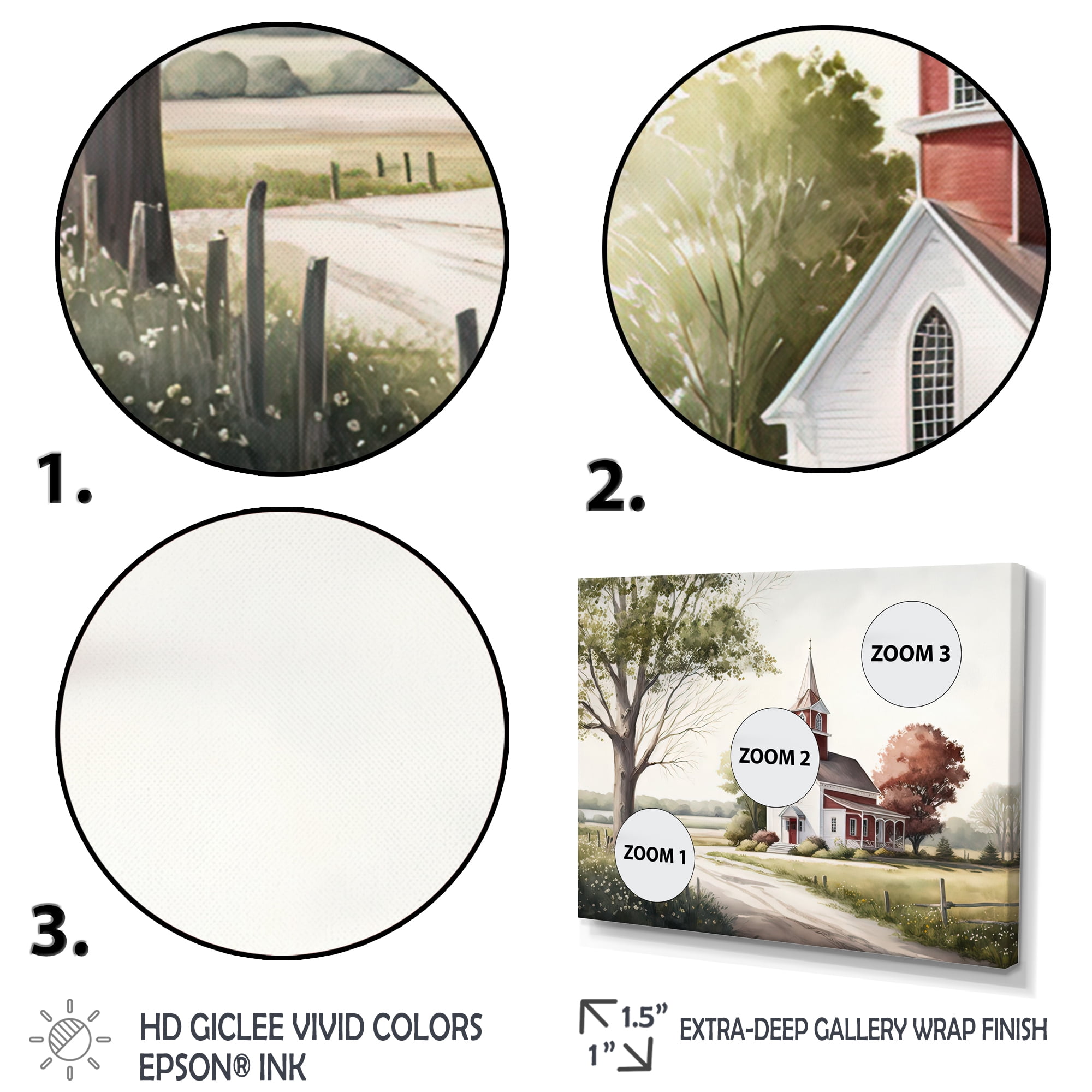 Designart Church In Country Town VII Canvas Wall Art