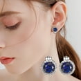 thumbnail image 2 of Lifetechs 6 Pair Ear Clips Blue Rhinestone Non-Pierced Anti-slip Round Short Ear Decoration Stainless Alloy Bride Wedding Ear Studs Lady Ear Accessory, 2 of 7