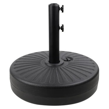 50LBS Round Umbrella Base Water Filled with Steel Umbrella Holder, Heavy Duty Fillable Umbrella Base Stand for Outdoor, Patio, Lawn, Garden (Black)