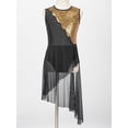 thumbnail image 6 of ZDHoor Kids Girls Lyrical Dance Dress Modern Ballet Costume Shiny Sequins Mesh High Low Skirt Black 6, 6 of 8