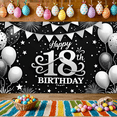 thumbnail image 7 of Black and White Theme Happy Birthday Banner Decorative Balloons 18th Birthday Banner Polyester Material Milestone Celebration for Birthday Party Teen Celebration Indoor Decoration, 7 of 7