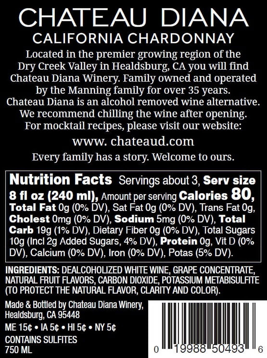 Chateau Diana Zero Alcohol California Chardonnay