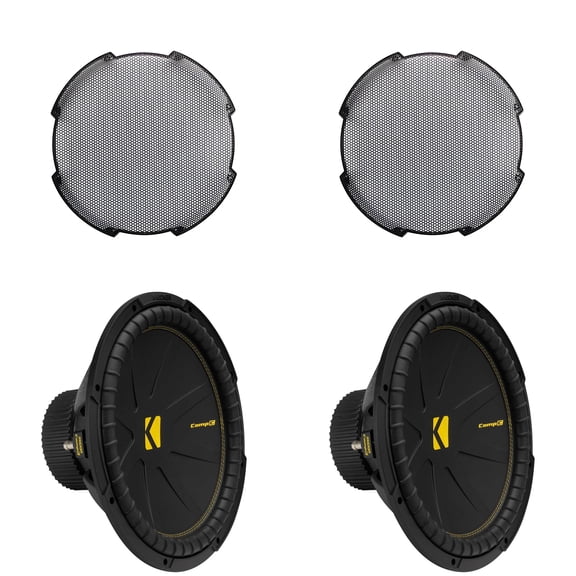 Kicker (2) 50CWCS154 CompC 15", SVC, 4-ohm & 52GR15 Grill Bundle