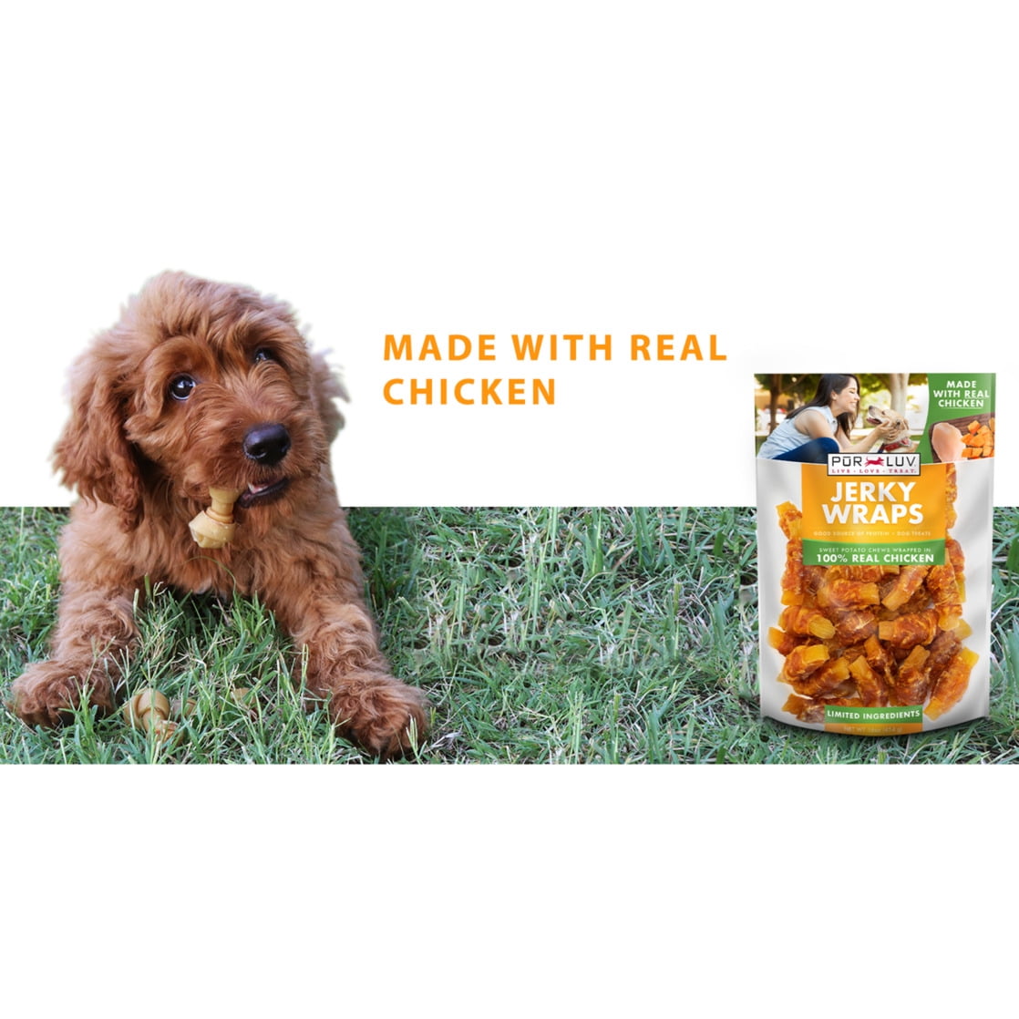 PUR LUV K9 Chicken and Sweet Potato Jerky Wrap Dog Treats, 16 oz